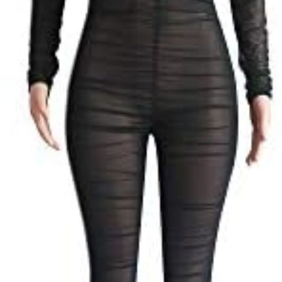 Women OnePiece Outfits Mesh Sheer Bodycon Jumpsuit - Picture 9 of 10